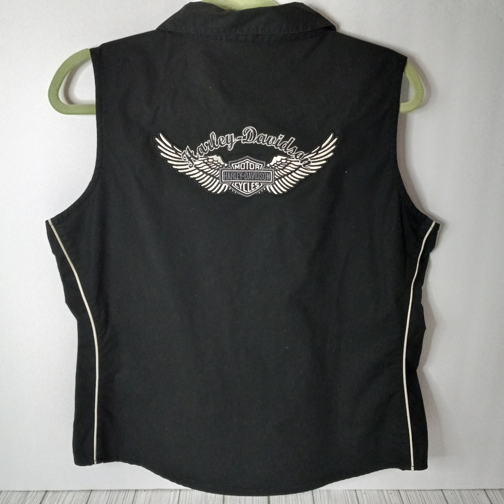 Harley Davidson Embroidered Sleeveless Collar Shirt